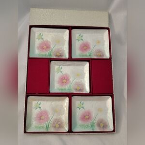 Vintage Ando Cloisonne Japenese Plates Set Of 5